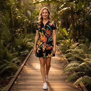 MSK Pink and Orange floral Sundress Mini Casual small